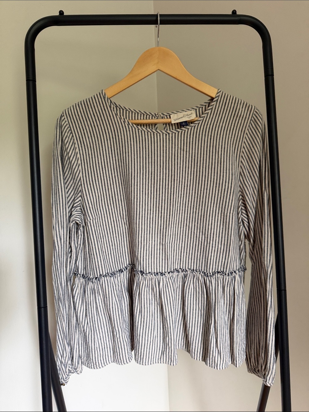 Universal Thread Striped Peplum Long-Sleeve Top